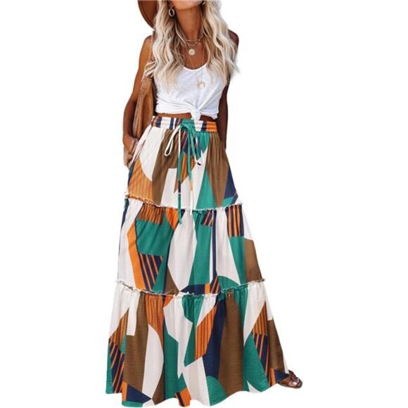 Womens Maxi Skirts, Flowy Skirt with Pockets 01 - Picture 1 of 5